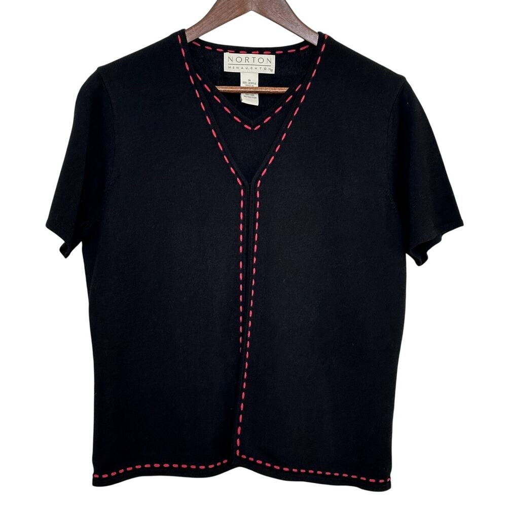 VTG NORTON MCNAUGHTON Cardigan Top Set Black Size M Classic Casual Eclectic Chic